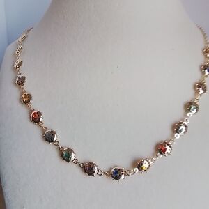 Pretty Bird Ladybug Necklace with Multicolor Gems